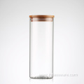 Beech Lid Borosilicate Glass Clear Airtight Canister